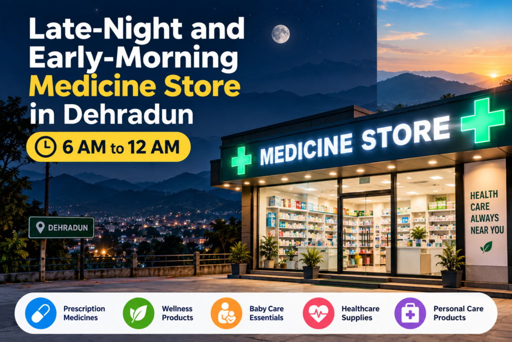 Late-Night and Early-Morning Medicine Store in Dehradun (6 AM to 12 AM)
