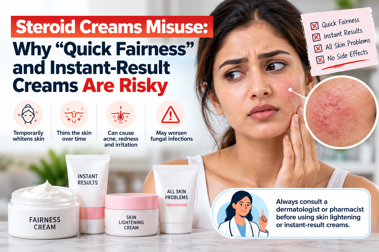 Steroid Creams Misuse: Why "Quick Fairness" and Instant-Result Creams Are Risky